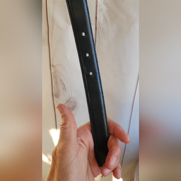 Vintage 80s St. John Sport‎ Black Leather Buckle Belt - Picture 3 of 8